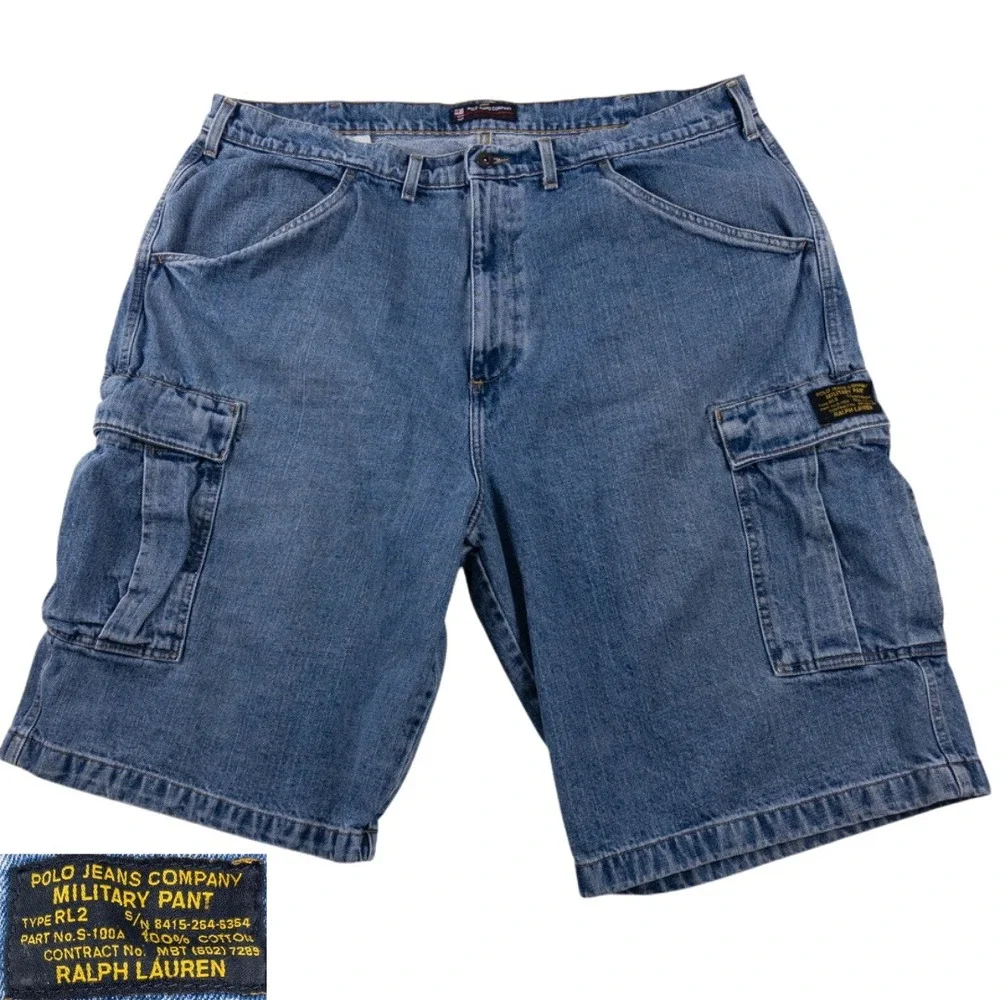 Vintage Polo Ralph Lauren Jean Baggy Cargo Shorts Mens 44 Military Freightor Y2K